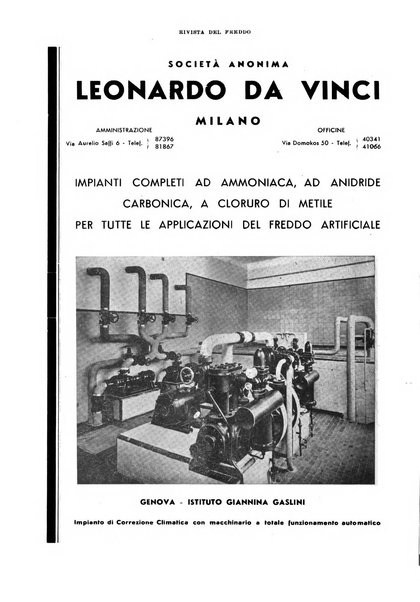 Rivista del freddo periodico mensile illustrato tecnico, scientifico, economico, commerciale