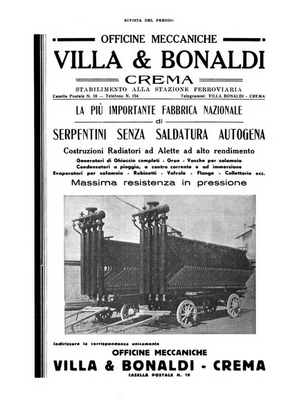 Rivista del freddo periodico mensile illustrato tecnico, scientifico, economico, commerciale