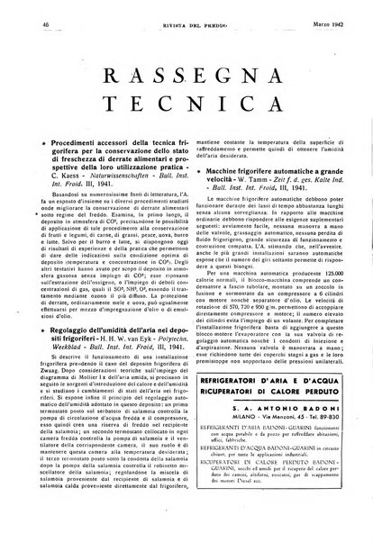 Rivista del freddo periodico mensile illustrato tecnico, scientifico, economico, commerciale