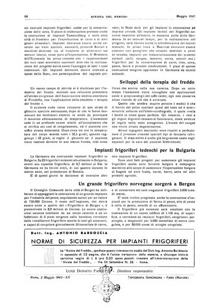 Rivista del freddo periodico mensile illustrato tecnico, scientifico, economico, commerciale