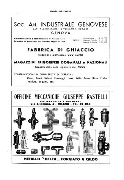 Rivista del freddo periodico mensile illustrato tecnico, scientifico, economico, commerciale