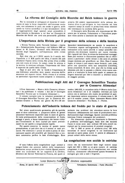 Rivista del freddo periodico mensile illustrato tecnico, scientifico, economico, commerciale