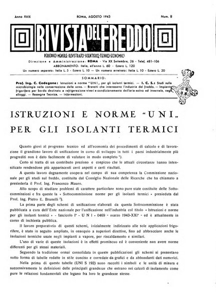 Rivista del freddo periodico mensile illustrato tecnico, scientifico, economico, commerciale