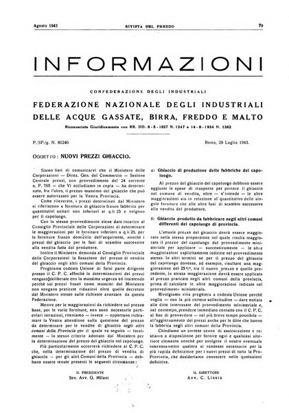 Rivista del freddo periodico mensile illustrato tecnico, scientifico, economico, commerciale