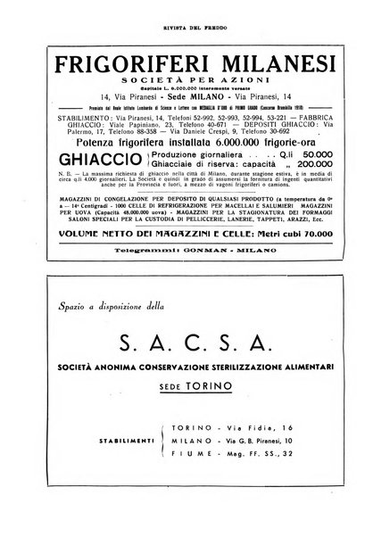 Rivista del freddo periodico mensile illustrato tecnico, scientifico, economico, commerciale