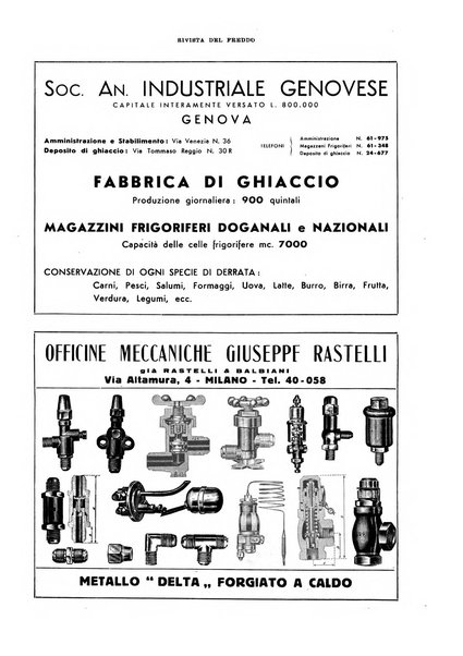 Rivista del freddo periodico mensile illustrato tecnico, scientifico, economico, commerciale