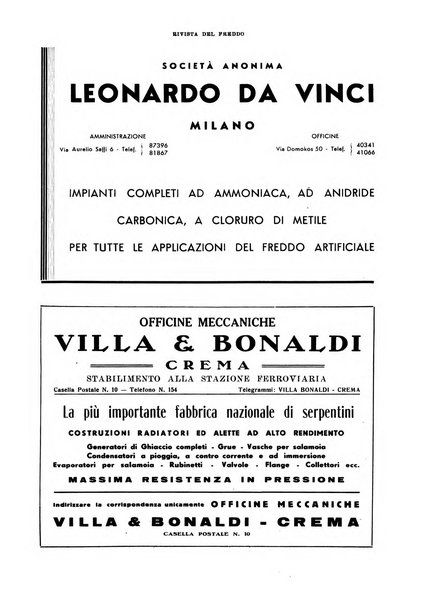 Rivista del freddo periodico mensile illustrato tecnico, scientifico, economico, commerciale