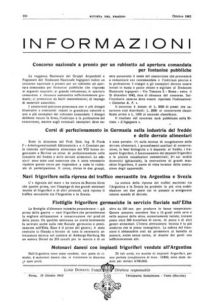 Rivista del freddo periodico mensile illustrato tecnico, scientifico, economico, commerciale