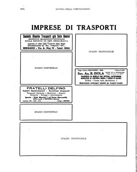 Rivista delle comunicazioni organo ufficiale della Confederazione nazionale sindacati fascisti dei trasporti terrestri e della navigazione interna