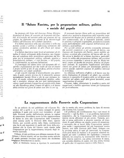 Rivista delle comunicazioni organo ufficiale della Confederazione nazionale sindacati fascisti dei trasporti terrestri e della navigazione interna