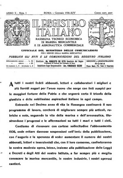 Il registro italiano rassegna tecnico-economica di Marina Mercantile e di aeronautica commerciale