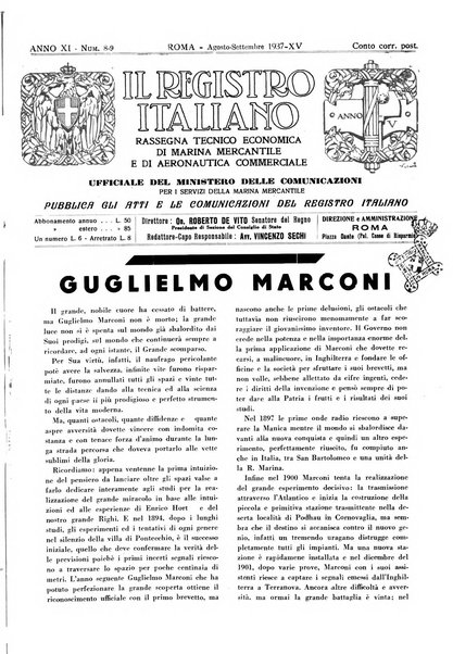 Il registro italiano rassegna tecnico-economica di Marina Mercantile e di aeronautica commerciale