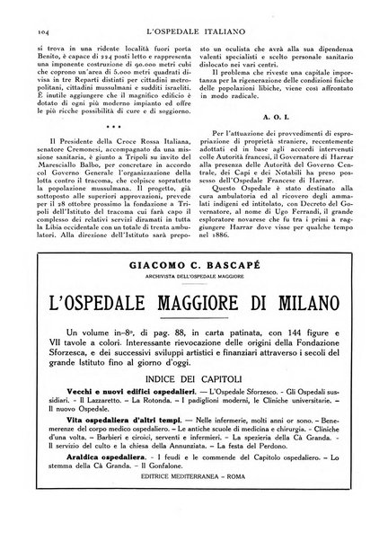 L'ospedale italiano giornale di scienza e di tecnica ospedaliera