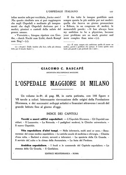 L'ospedale italiano giornale di scienza e di tecnica ospedaliera