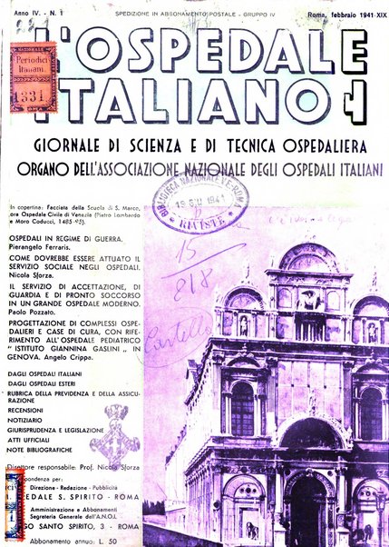 L'ospedale italiano giornale di scienza e di tecnica ospedaliera