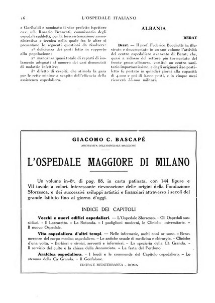 L'ospedale italiano giornale di scienza e di tecnica ospedaliera