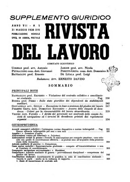 Supplemento giuridico della rivista del lavoro rassegna critica di giurisprudenza