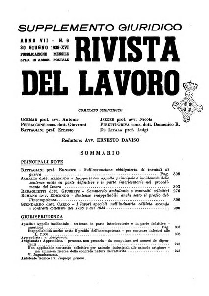 Supplemento giuridico della rivista del lavoro rassegna critica di giurisprudenza