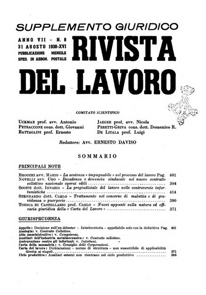 Supplemento giuridico della rivista del lavoro rassegna critica di giurisprudenza