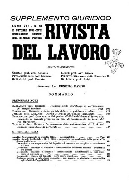 Supplemento giuridico della rivista del lavoro rassegna critica di giurisprudenza