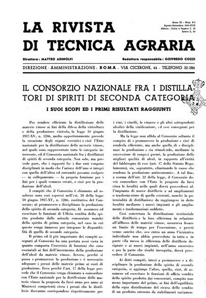 La rivista di tecnica agraria