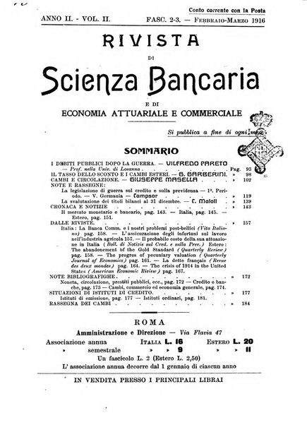 Rivista di scienza bancaria e di economia attuariale e commerciale