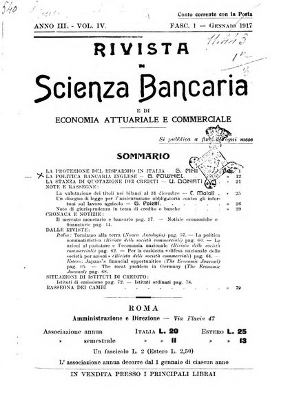 Rivista di scienza bancaria e di economia attuariale e commerciale