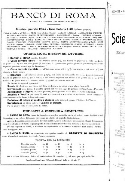 Rivista di scienza bancaria e di economia attuariale e commerciale