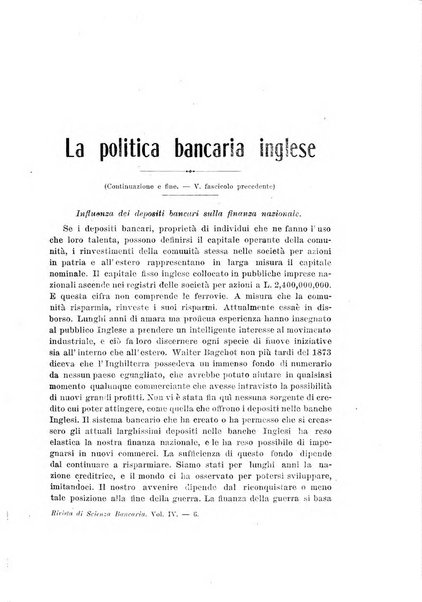 Rivista di scienza bancaria e di economia attuariale e commerciale