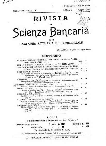 Rivista di scienza bancaria e di economia attuariale e commerciale