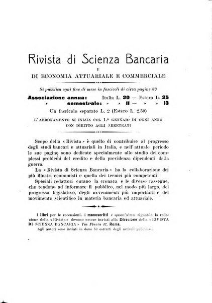 Rivista di scienza bancaria e di economia attuariale e commerciale