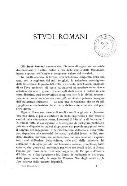 Studi romani rivista di archeologia e storia