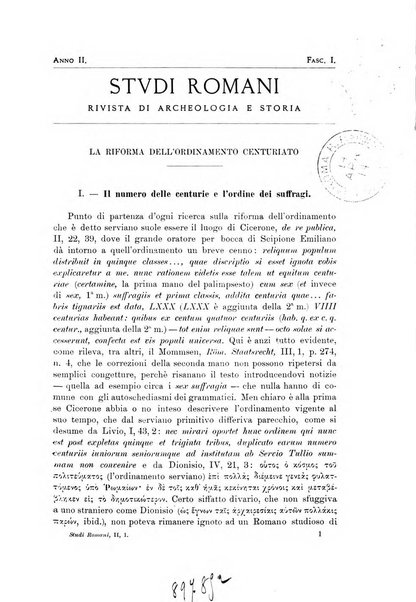 Studi romani rivista di archeologia e storia