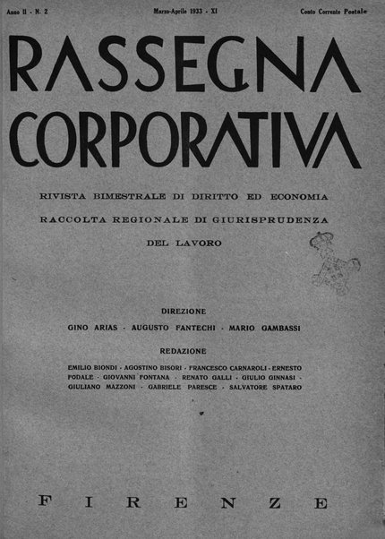 Rassegna corporativa rivista bimestrale di diritto ed economia