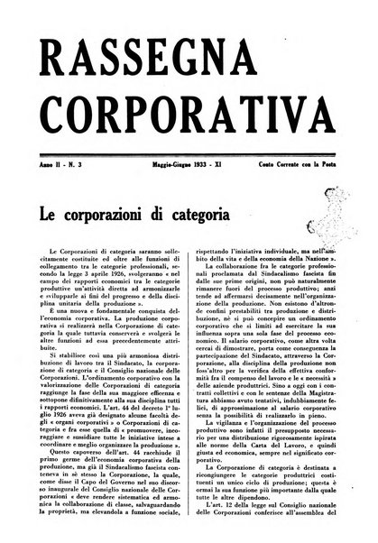 Rassegna corporativa rivista bimestrale di diritto ed economia