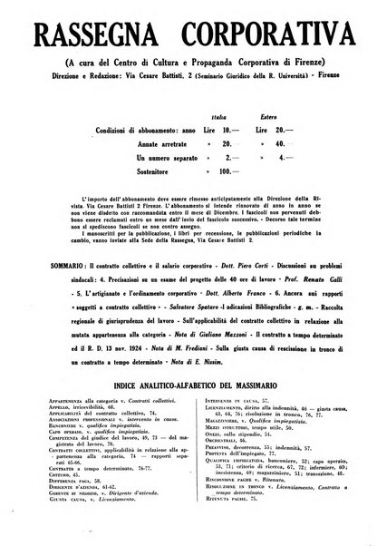 Rassegna corporativa rivista bimestrale di diritto ed economia