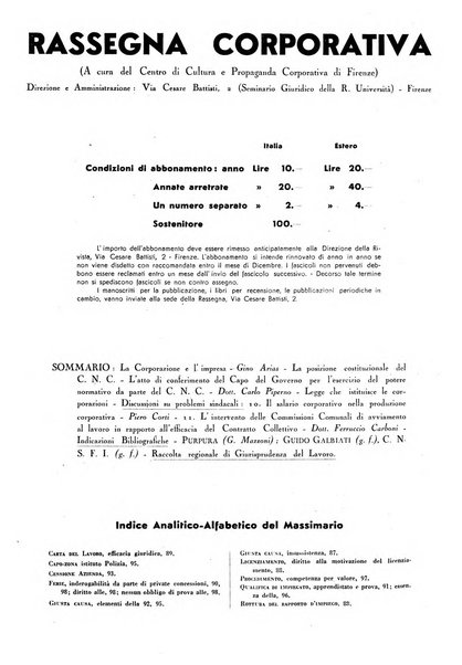 Rassegna corporativa rivista bimestrale di diritto ed economia