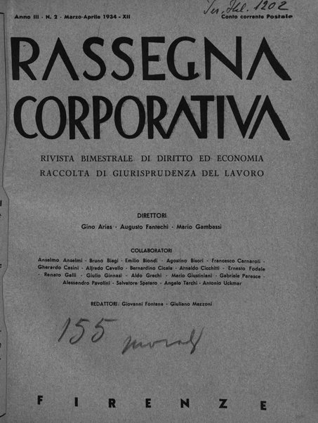 Rassegna corporativa rivista bimestrale di diritto ed economia