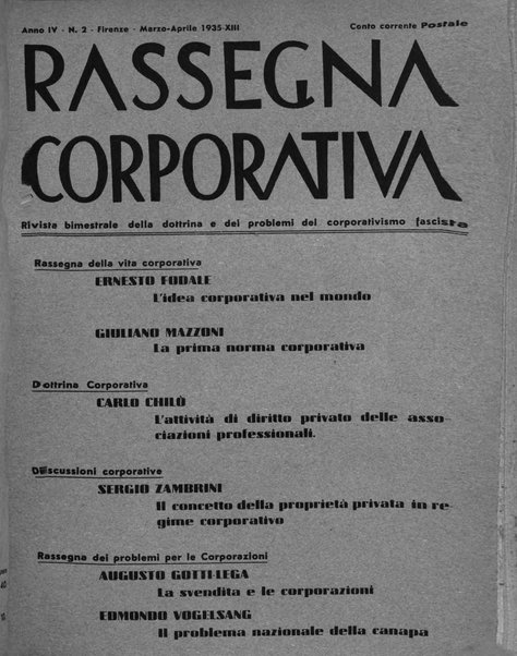 Rassegna corporativa rivista bimestrale di diritto ed economia