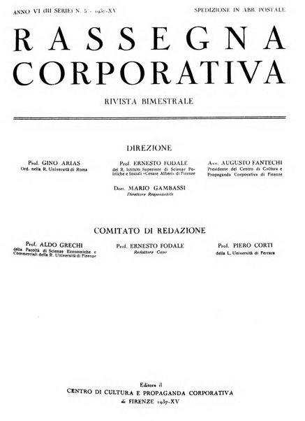 Rassegna corporativa rivista bimestrale di diritto ed economia