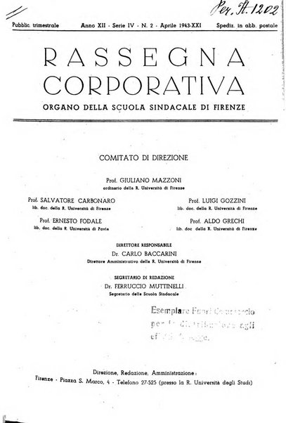 Rassegna corporativa rivista bimestrale di diritto ed economia