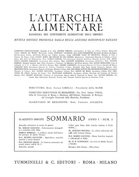 L'autarchia alimentare rassegna dei contributi alimentari dell'impero