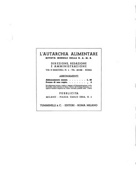 L'autarchia alimentare rassegna dei contributi alimentari dell'impero