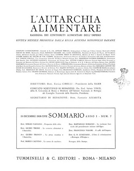 L'autarchia alimentare rassegna dei contributi alimentari dell'impero