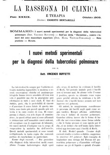 La rassegna di clinica e terapia