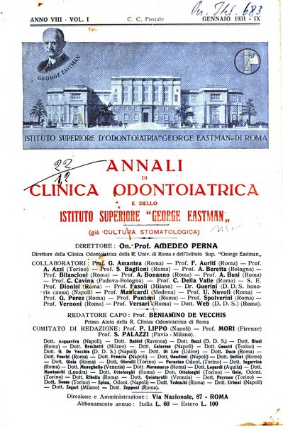 Annali di clinica odontoiatrica e dello Istituto superiore George Eastmann