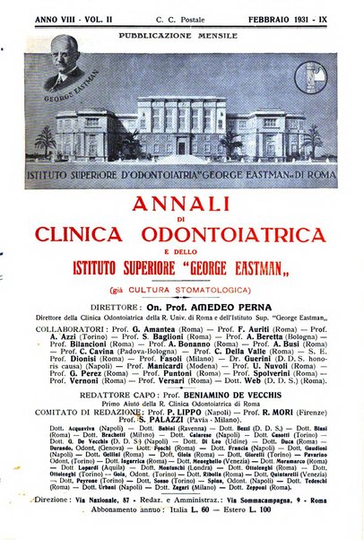 Annali di clinica odontoiatrica e dello Istituto superiore George Eastmann