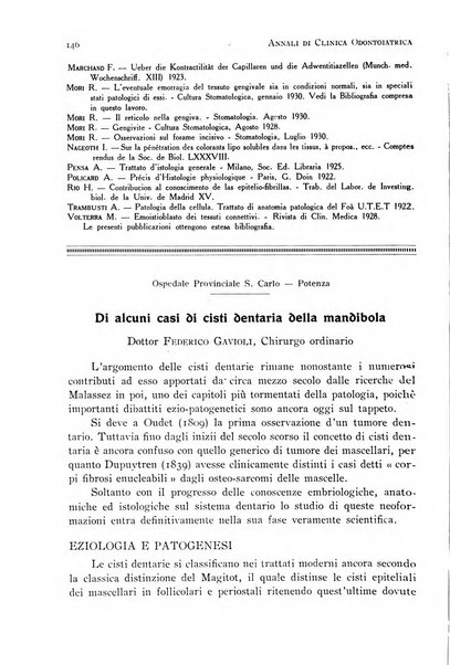 Annali di clinica odontoiatrica e dello Istituto superiore George Eastmann