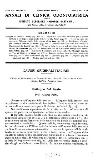 Annali di clinica odontoiatrica e dello Istituto superiore George Eastmann