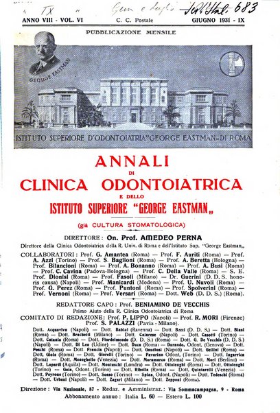 Annali di clinica odontoiatrica e dello Istituto superiore George Eastmann